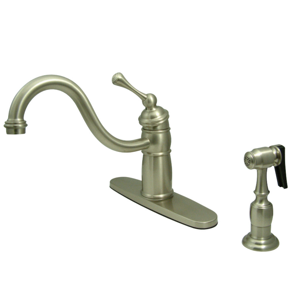 Kingston Brass KB1571BLBS Victorian Mono Block Kitchen Faucet with Brass Sprayer