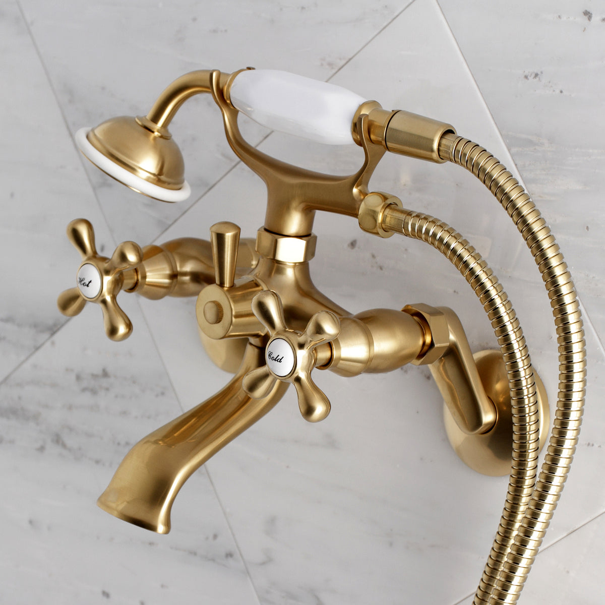 Kingston Wall Mount Clawfoot Tub Faucet with Hand Shower