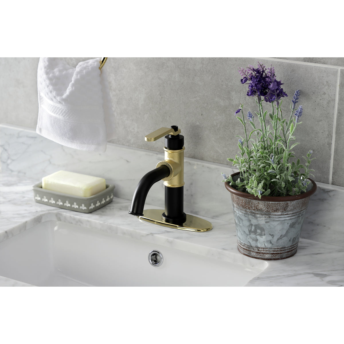 Kingston Brass KSD2828KL Whitaker Single-Handle Bathroom Faucet with Push Pop-Up