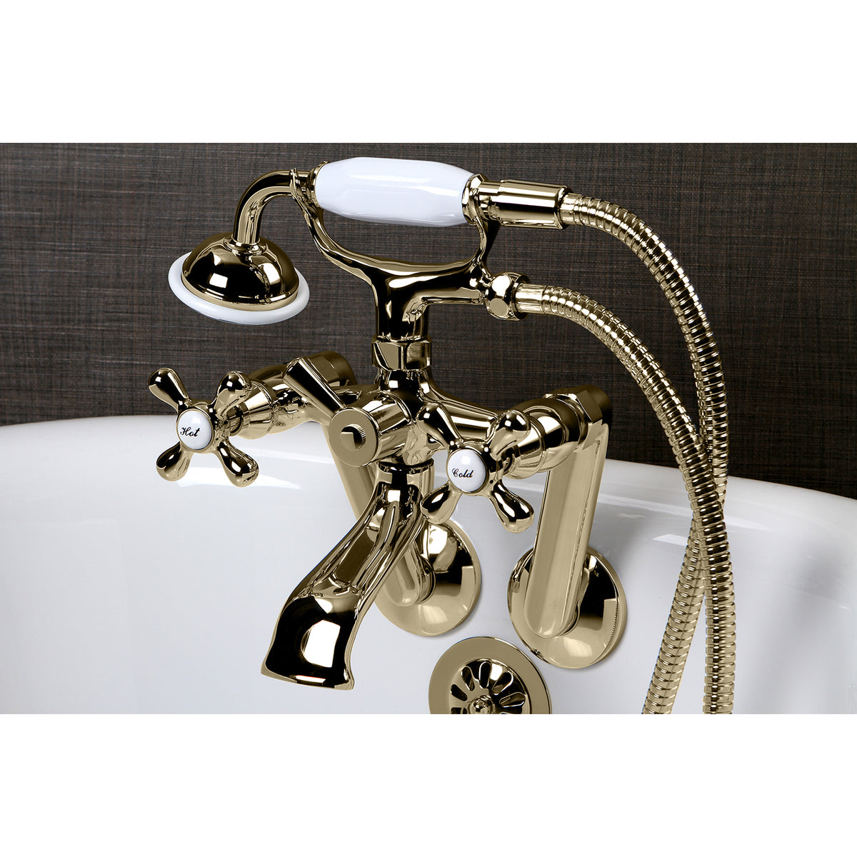 Kingston Tub Wall Mount Clawfoot Tub Faucet with Hand Shower