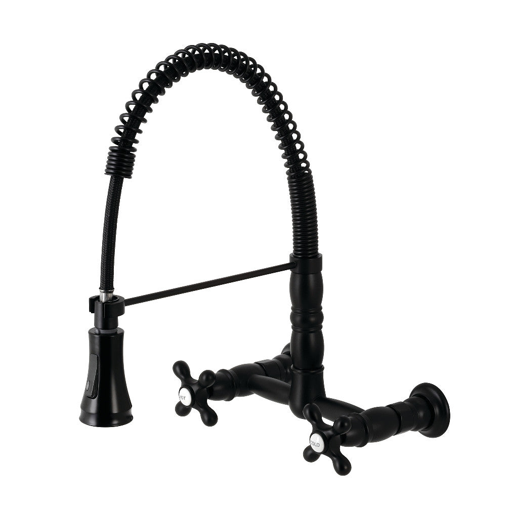 Gourmetier GS1241AX Heritage Two-Handle Wall-Mount Pull-Down Sprayer Kitchen Faucet
