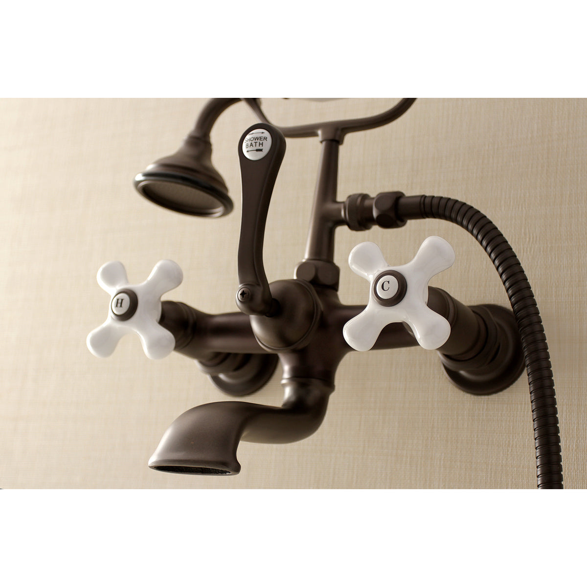 Aqua Vintage 7-Inch Wall Mount Tub Faucet with Hand Shower