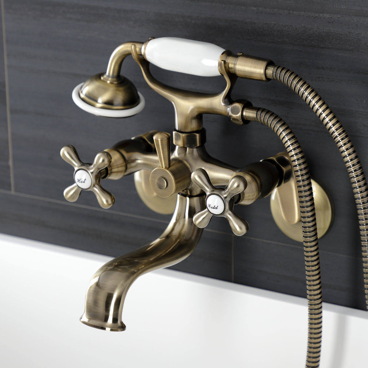 Kingston Wall Mount Tub Faucet with Hand Shower