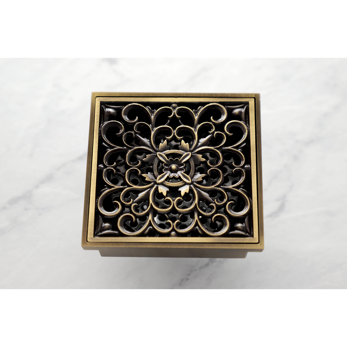 Kingston Brass Watercourse Scroll 4&quot; Square Grid Shower Drain