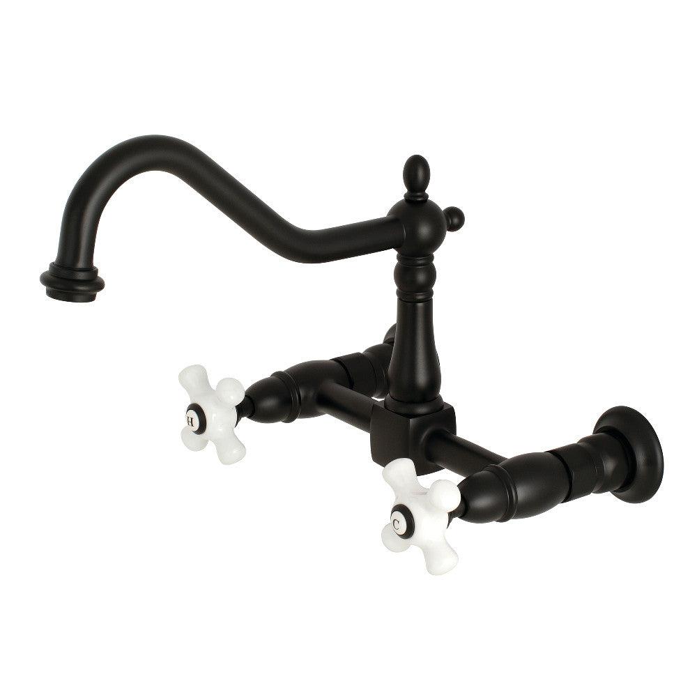 Kingston Brass KS1245PX Heritage Wall Mount Bridge Kitchen Faucet