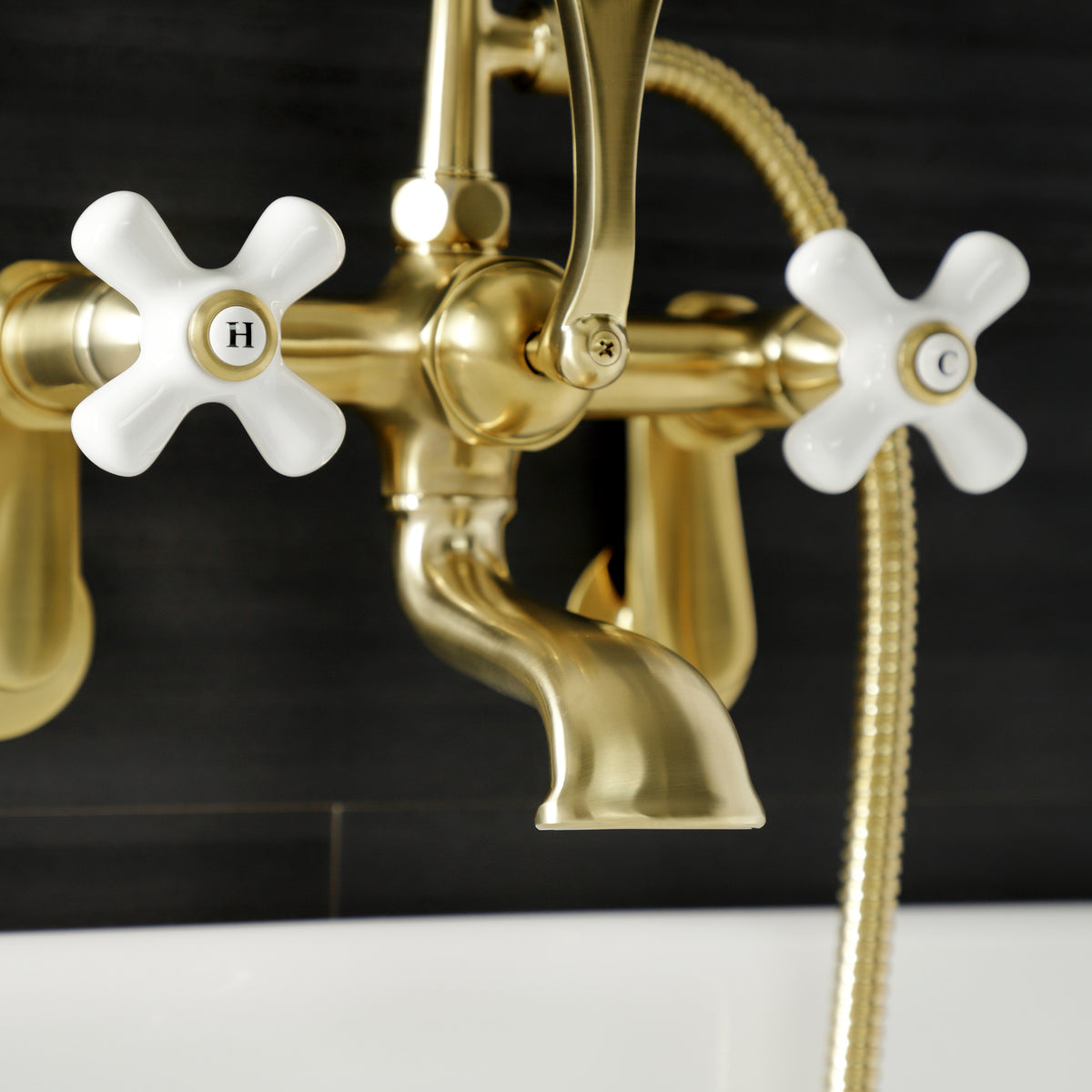 Aqua Vintage Wall Mount Tub Faucet with Hand Shower