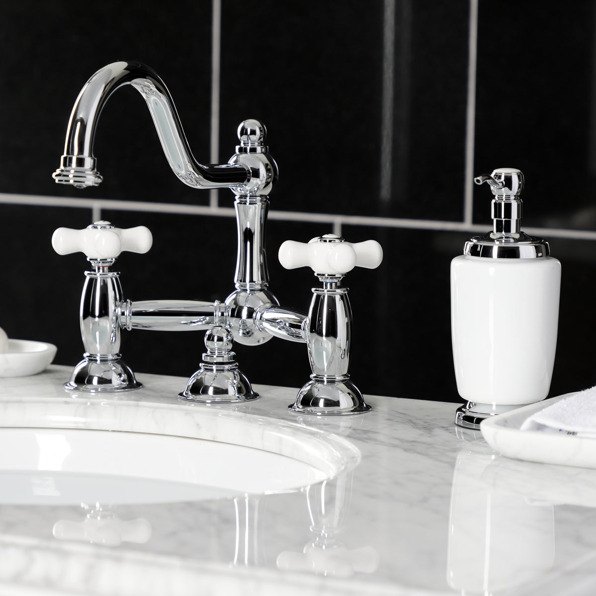 Kingston Brass KS3911PX Restoration Bathroom Bridge Faucet