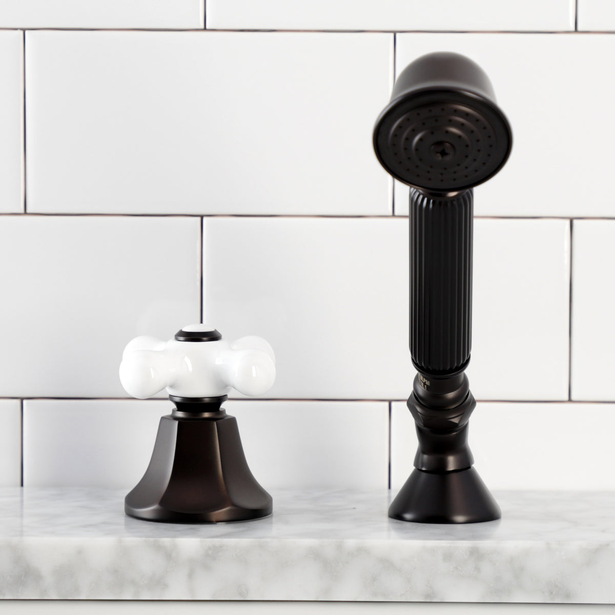 Kingston Brass Deck Mount Hand Shower with Diverter for Roman Tub Faucet