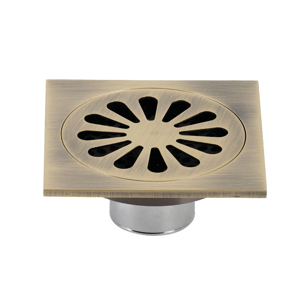 Kingston Brass Watercourse Sunburst 4&quot; Square Grid Shower Drain