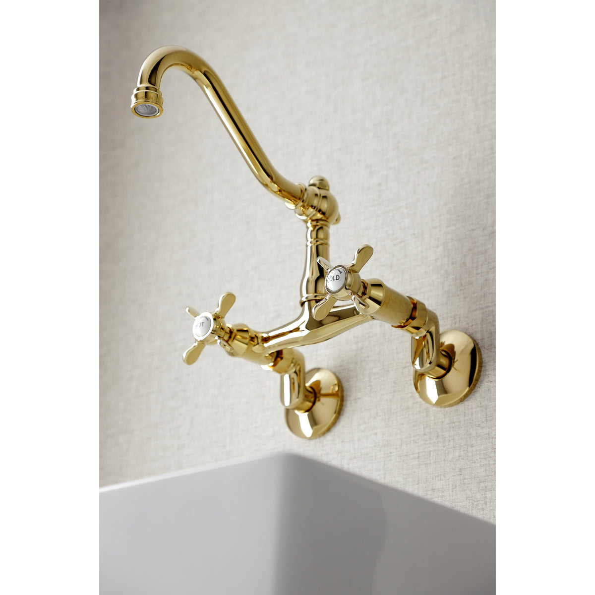 Kingston Brass KS3228BEX 6-Inch Adjustable Center Wall Mount Kitchen Faucet