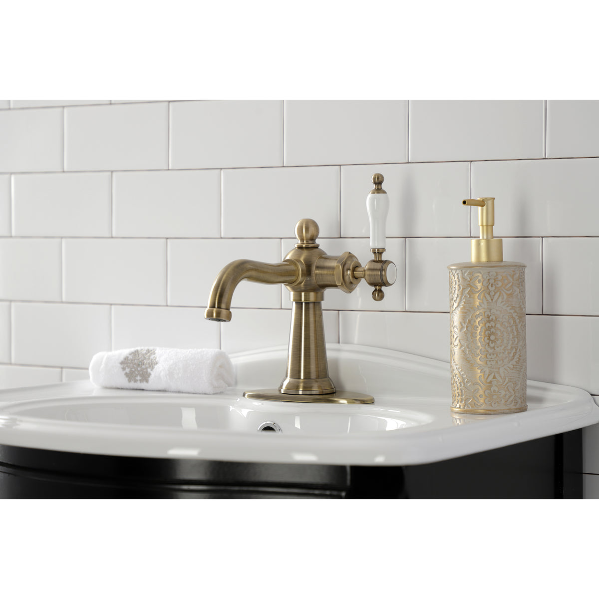 Kingston Brass KSD154KLCP Nautical Single-Handle Bathroom Faucet with Push Pop-Up