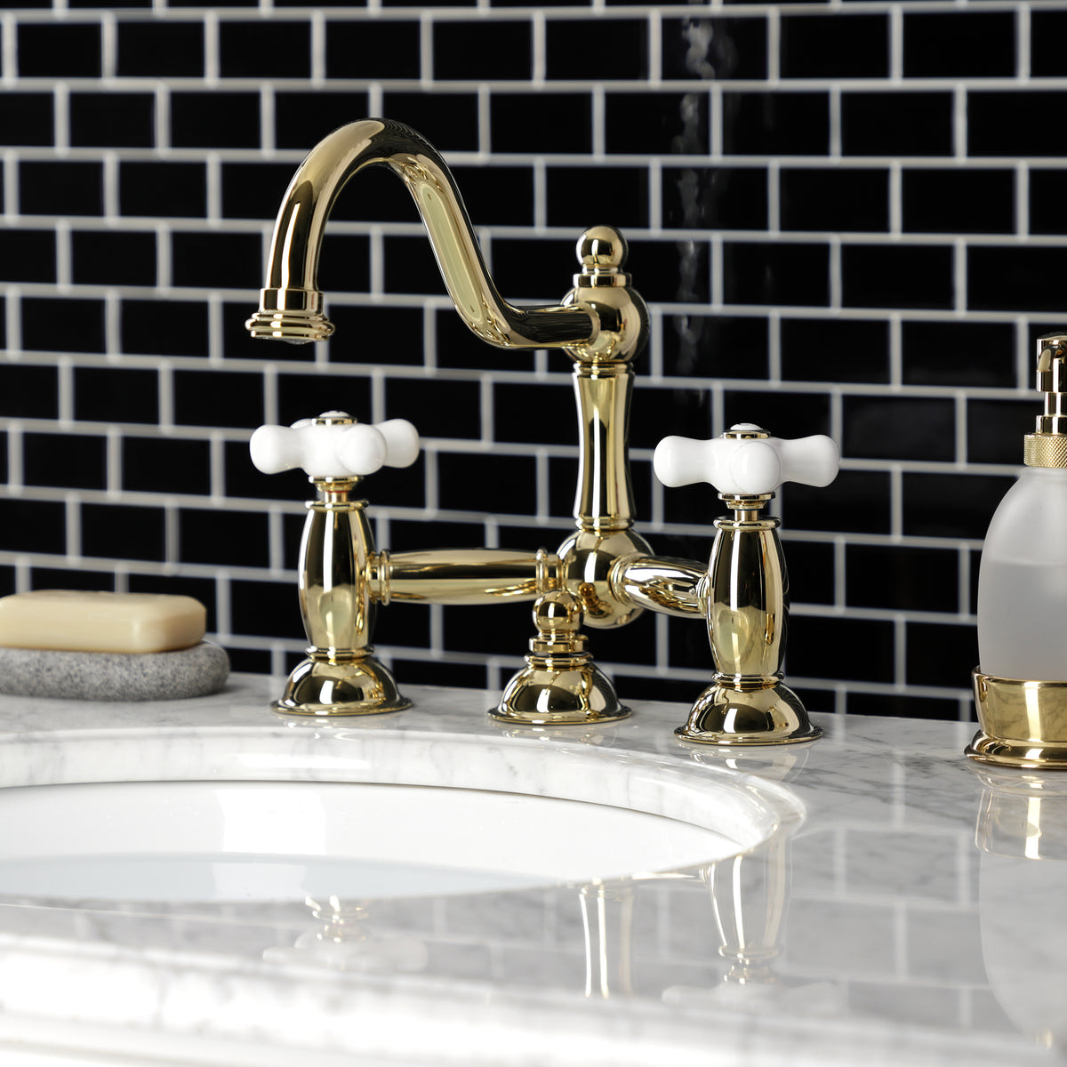Kingston Brass KS3911PX Restoration Bathroom Bridge Faucet