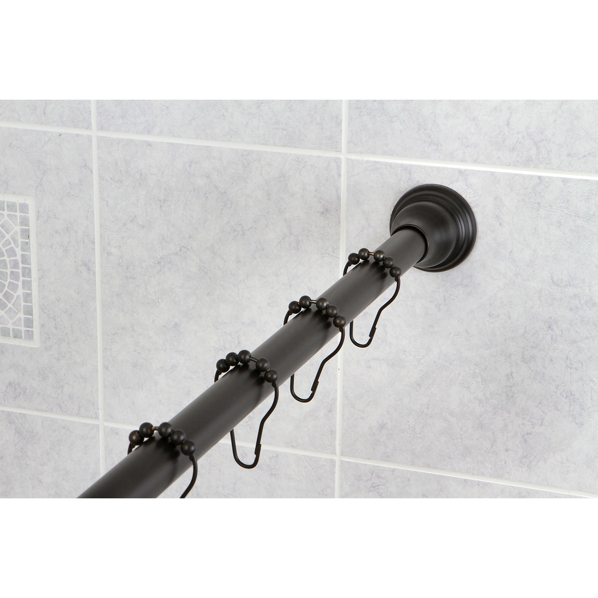 Kingston Brass Straight Shower Curtain Rod with Shower Curtain Rings
