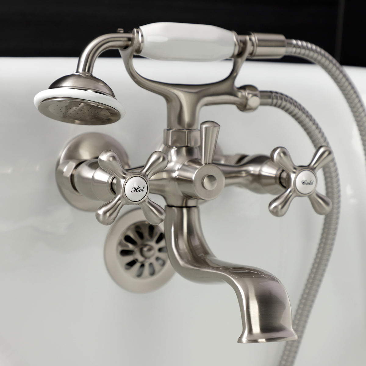 Kingston Wall Mount Clawfoot Tub Faucet with Hand Shower