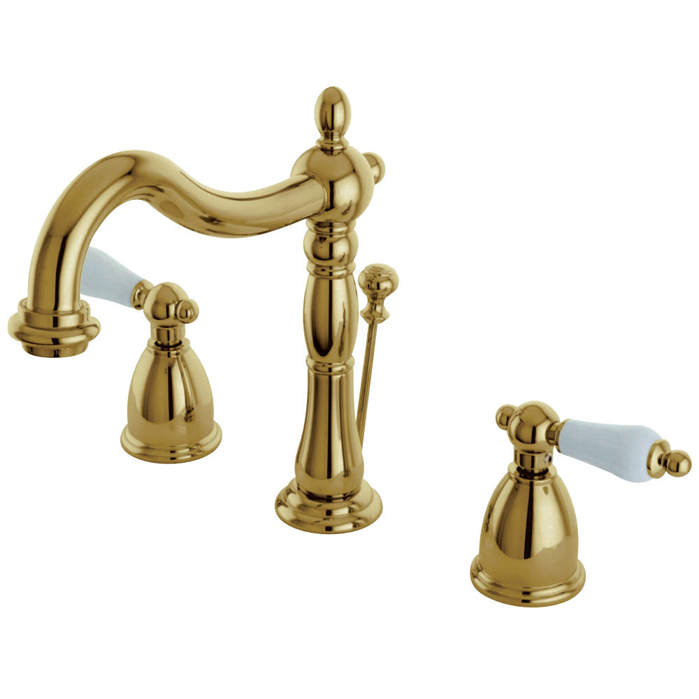 Kingston Brass KB1973PL Heritage Widespread Bathroom Faucet with Brass Pop-Up