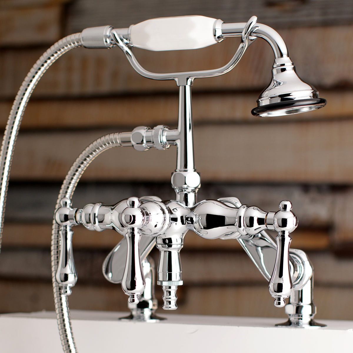 Auqa Vintage 3-3/8 Inch Adjustable Deck Mount Tub Faucet with Hand Shower