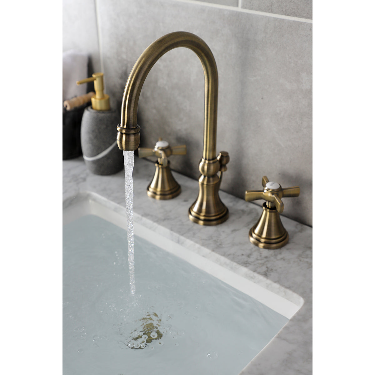 Kingston Brass KS2985ZX Millennium Widespread Bathroom Faucet with Brass Pop-Up