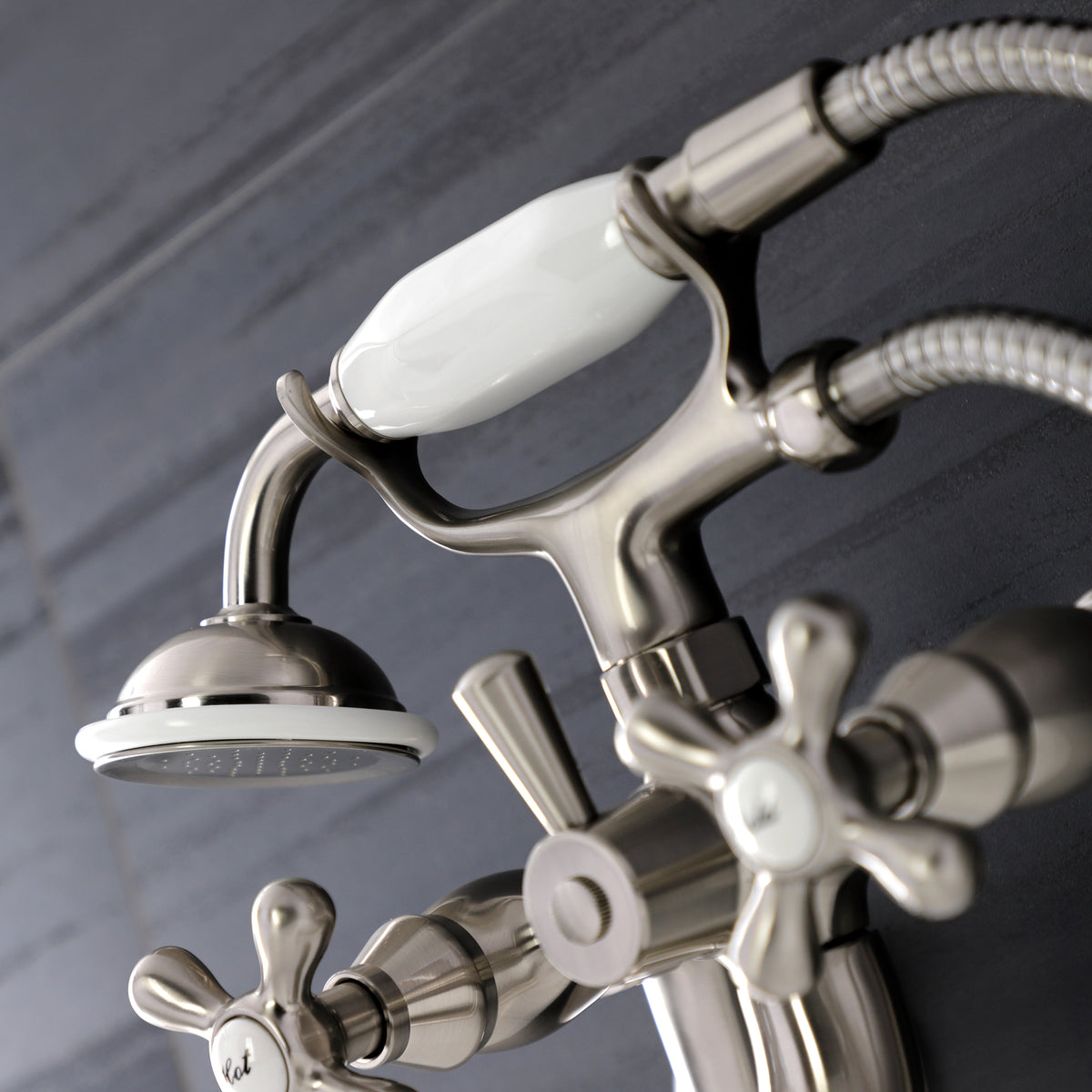Kingston Wall Mount Tub Faucet with Hand Shower