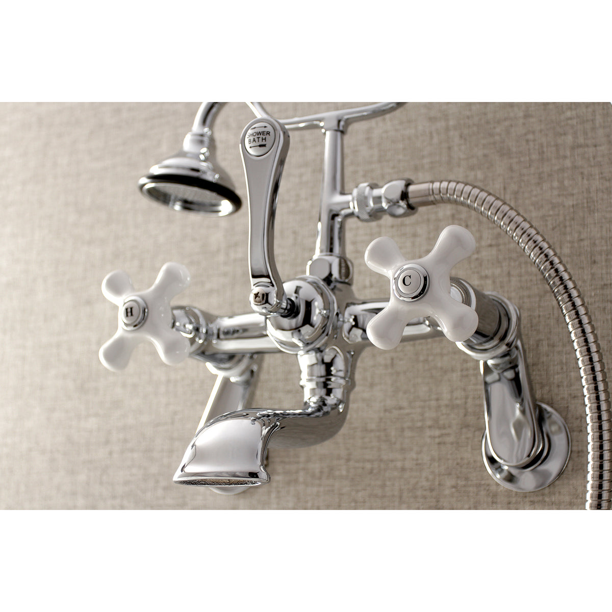 Aqua Vintage Wall Mount Tub Faucet with Hand Shower