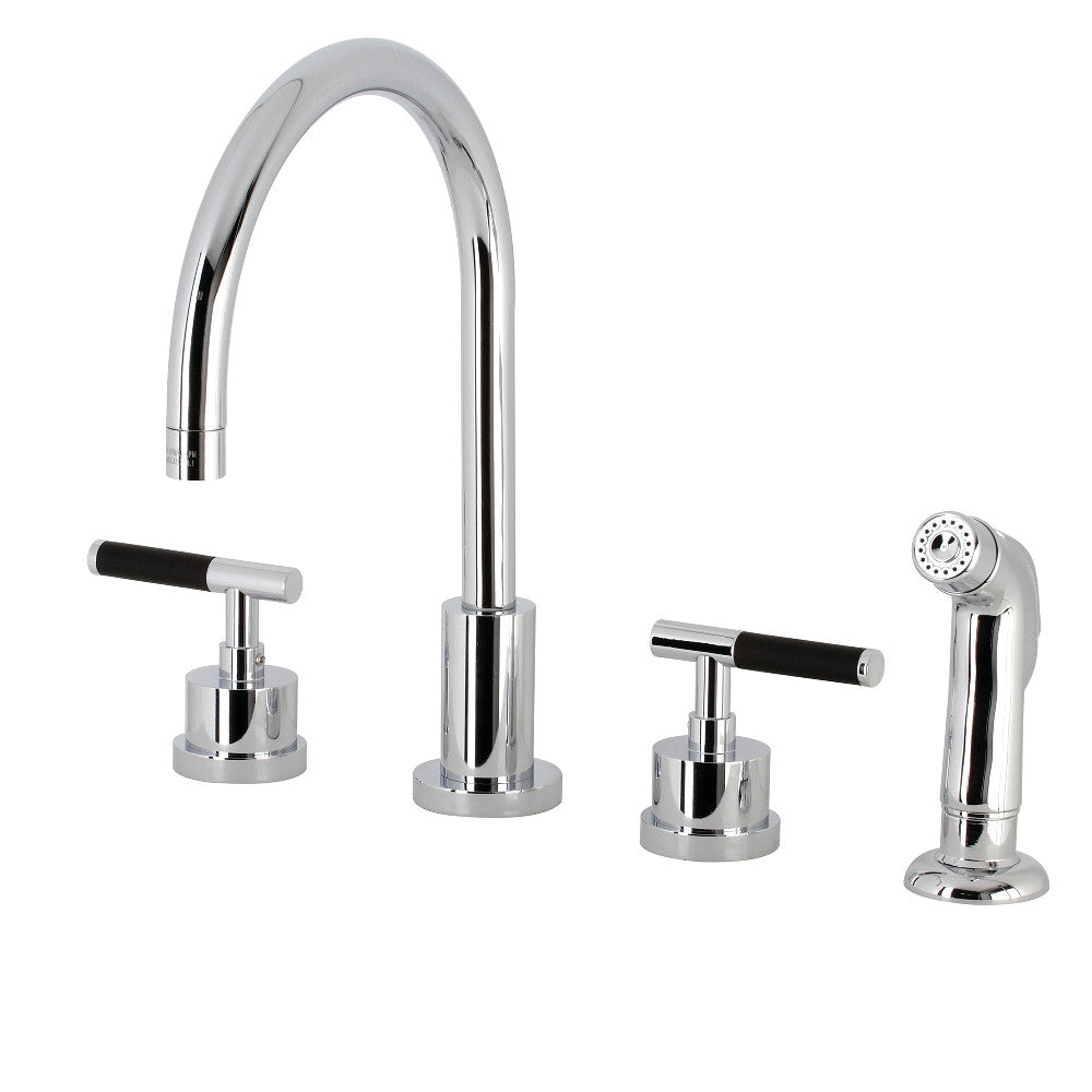 Kingston Brass KS8721CKL Kaiser Widespread Kitchen Faucet with Plastic Sprayer