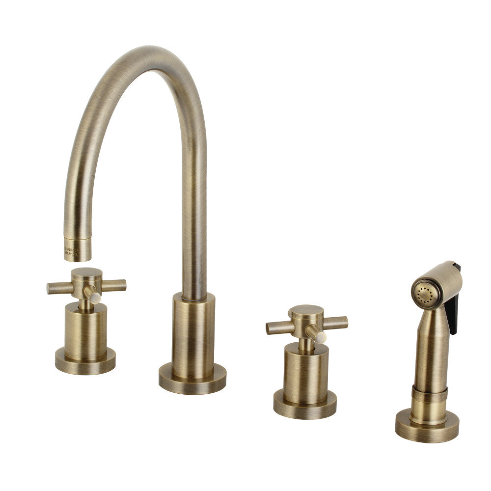 Kingston Brass KS8721DXBS Concord 8-Inch Widespread Kitchen Faucet with Brass Sprayer