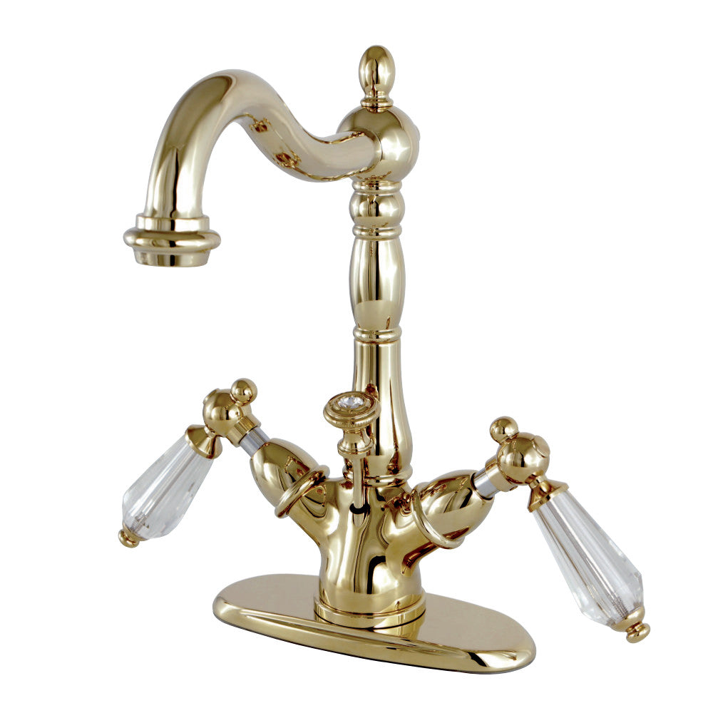 Kingston Brass KS1431WLL Wilshire Two-Handle Bathroom Faucet with Brass Pop-Up and Cover Plate