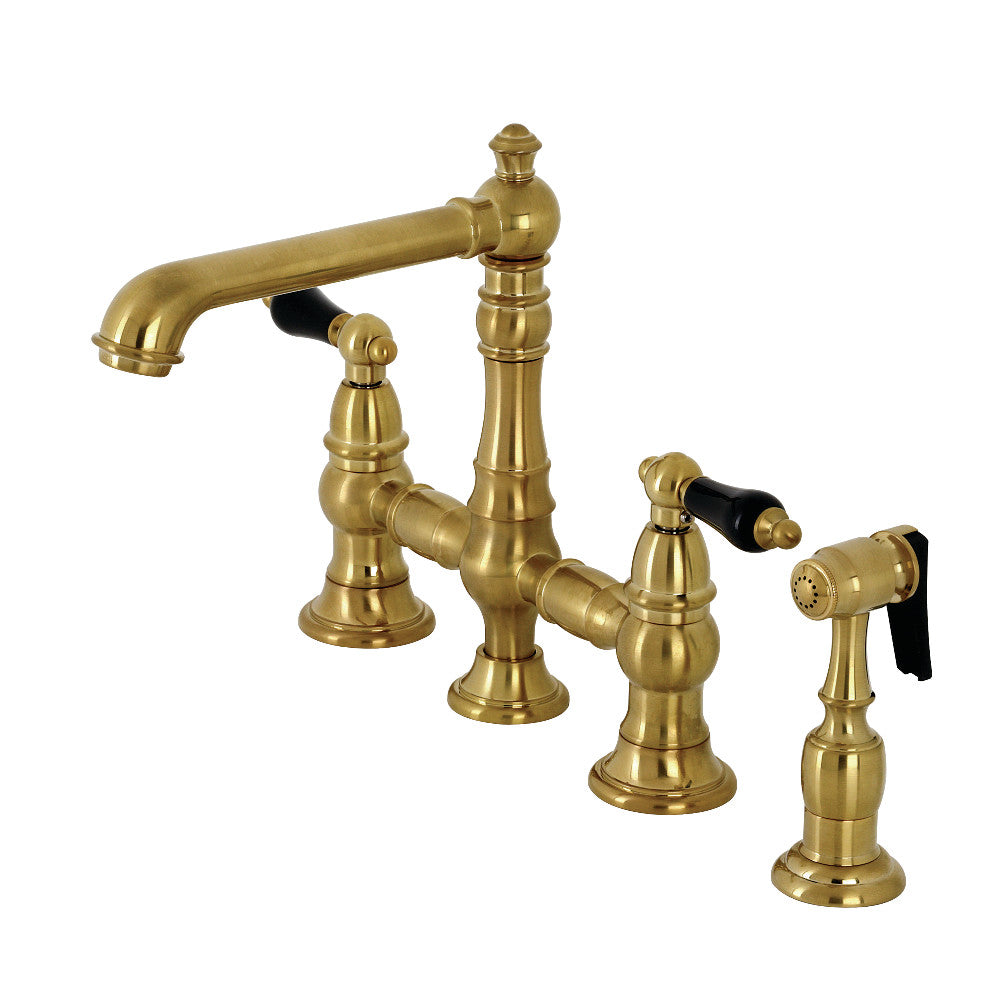 Kingston Brass KS7272PKLBS Duchess Bridge Kitchen Faucet with Brass Sprayer