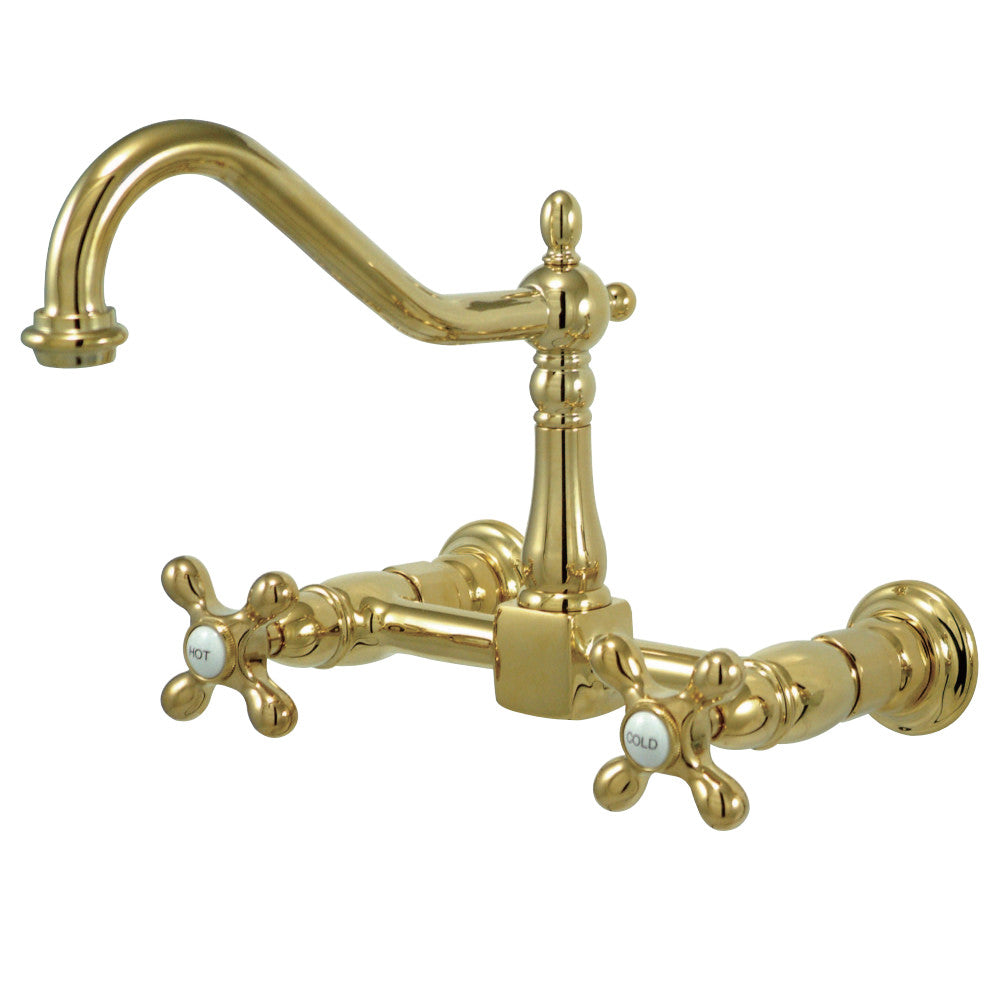 Kingston Brass KS1245AX Heritage Wall Mount Bridge Kitchen Faucet