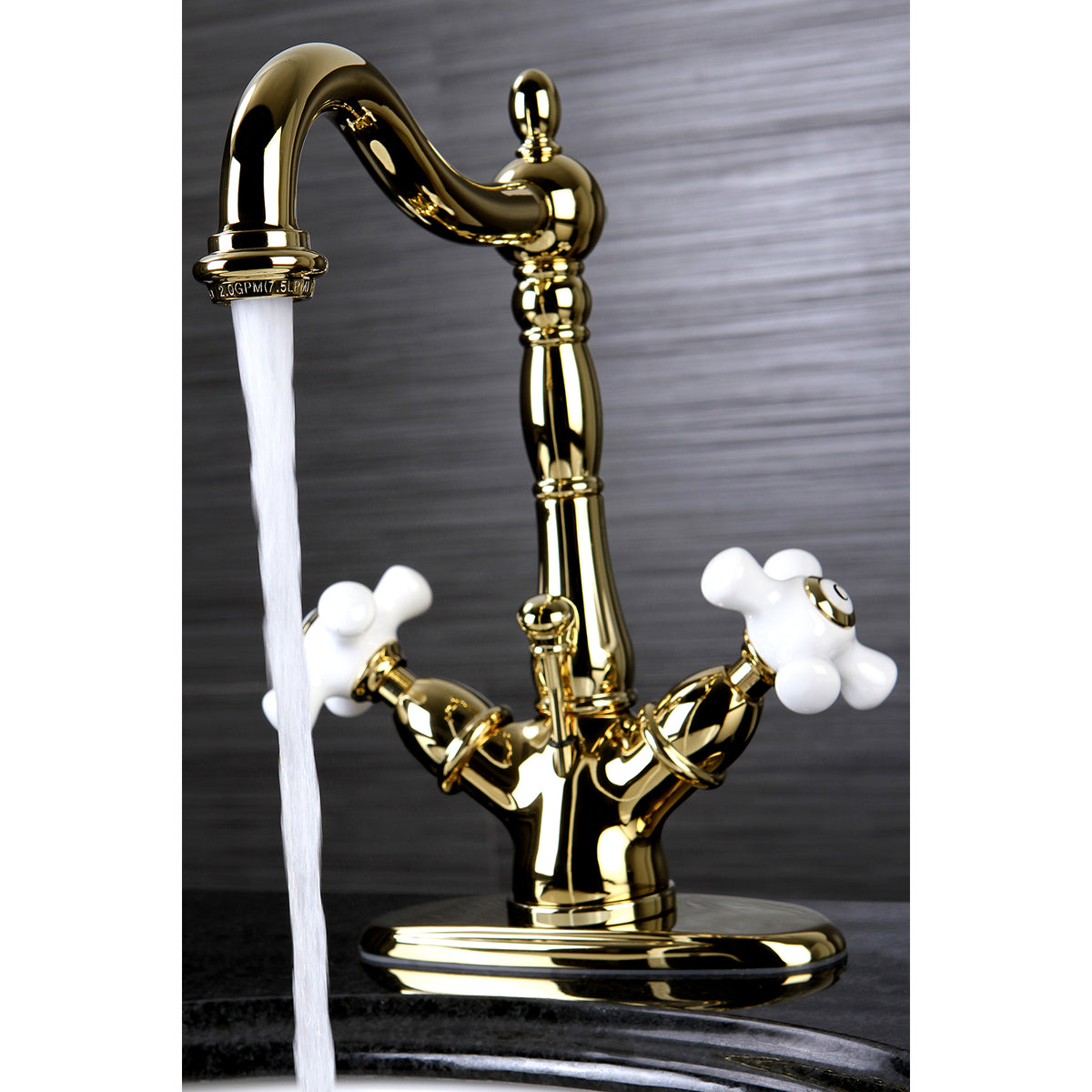 Kingston Brass KS1430PX Heritage Two-Handle Bathroom Faucet with Brass Pop-Up and Cover Plate