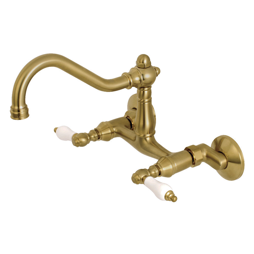 Kingston Brass KS3228PL Vintage 6&quot; Adjustable Center Wall Mount Kitchen Faucet