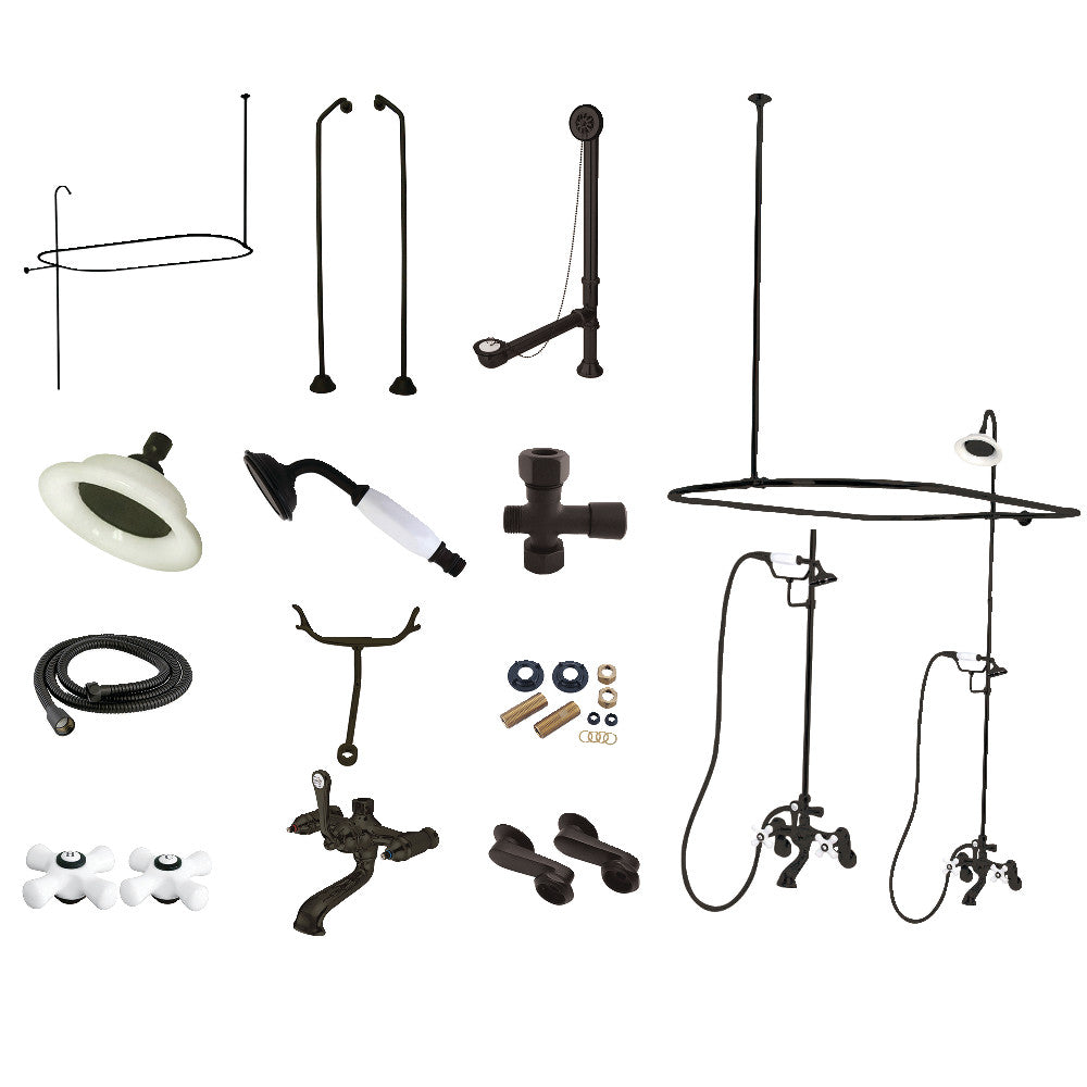 Vintage Clawfoot Tub Faucet Package with Shower Enclosure