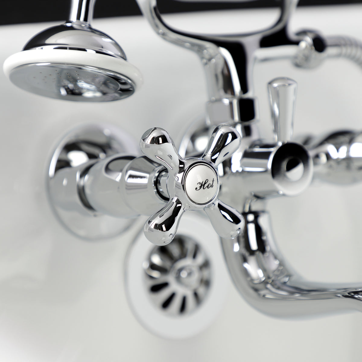 Kingston Wall Mount Clawfoot Tub Faucet with Hand Shower