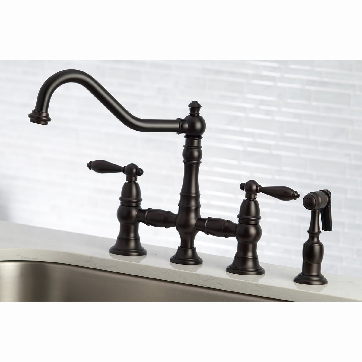 Kingston Brass KS3270ALBS Kitchen Faucet with Side Sprayer