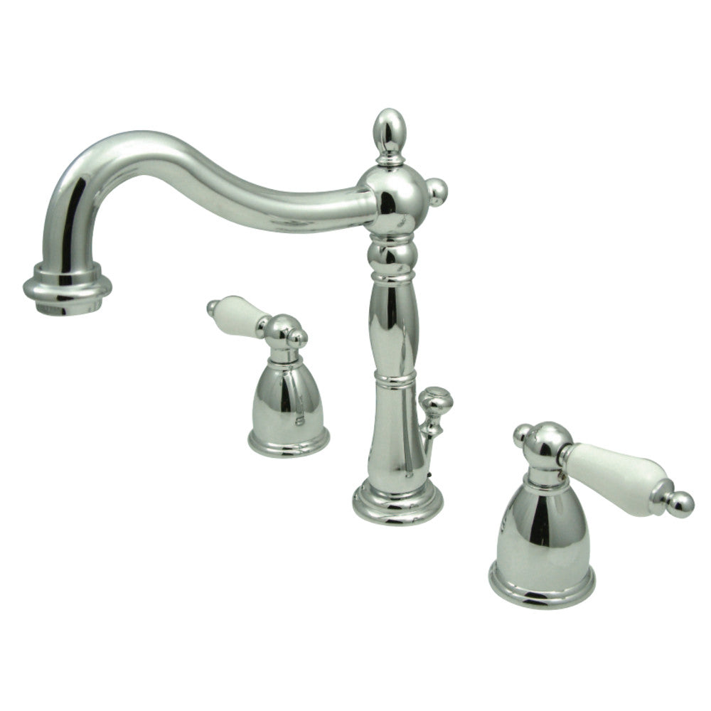 Kingston Brass KB1973PL Heritage Widespread Bathroom Faucet with Brass Pop-Up