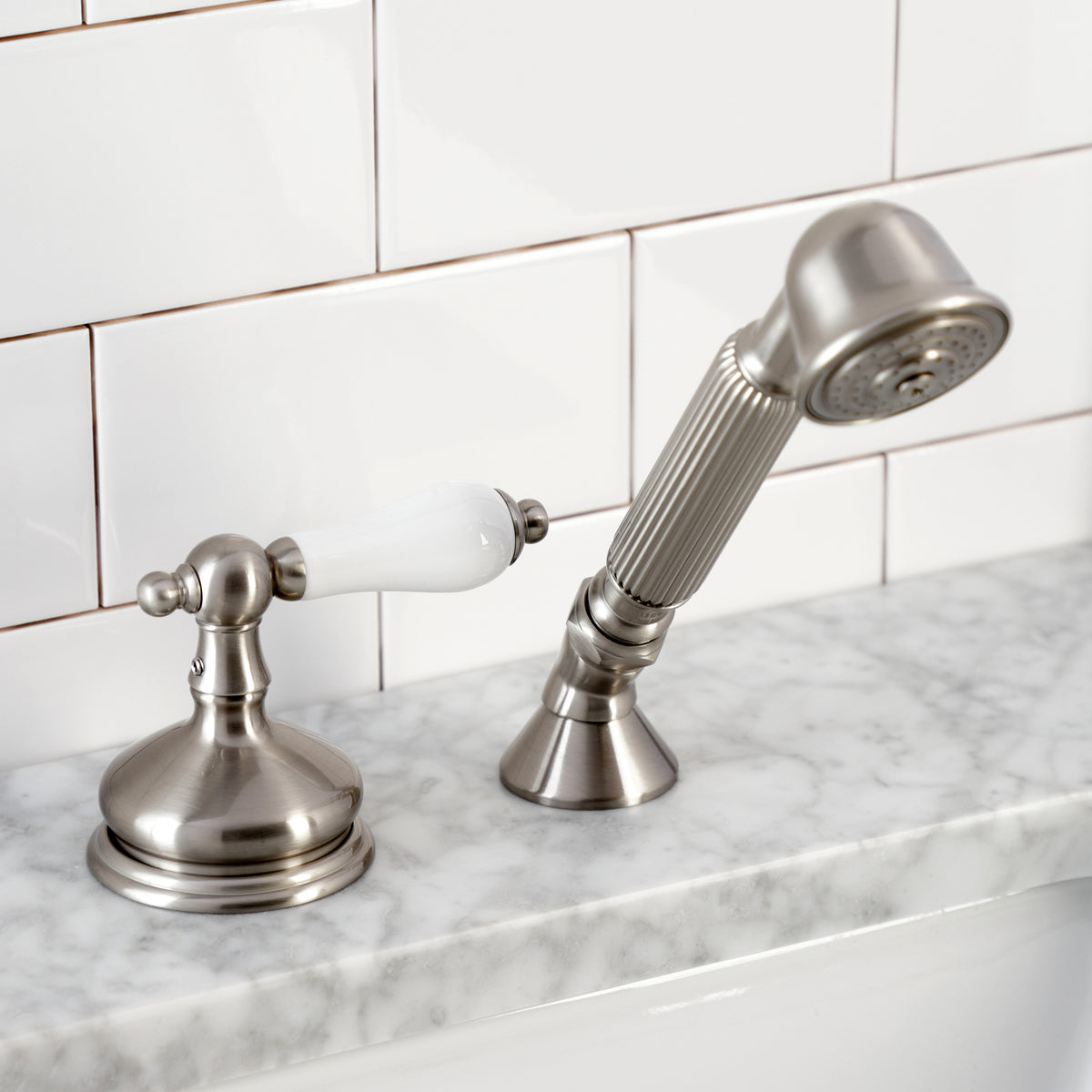 Kingston Brass Deck Mount Hand Shower with Diverter for Roman Tub Faucet