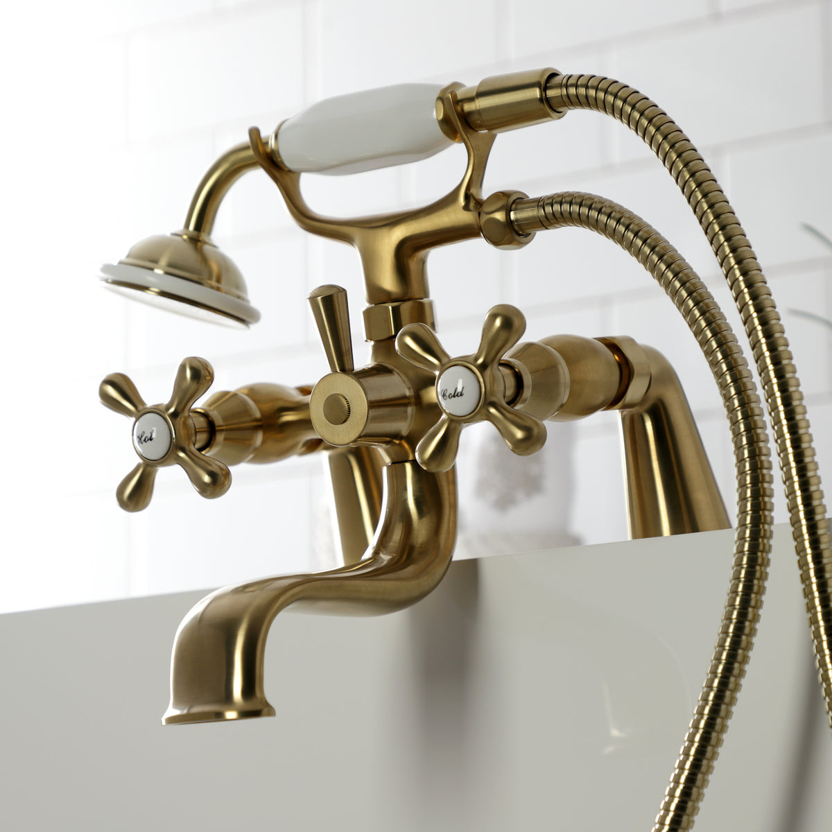 Kingston Deck Mount Clawfoot Tub Faucet with Hand Shower