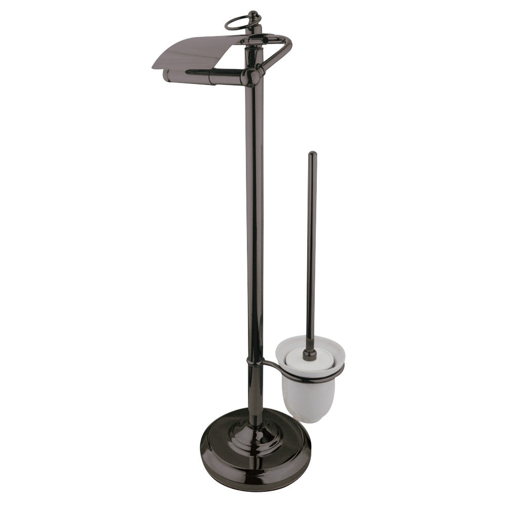 Kingston Brass Pedestal Toilet Paper Holder Stand with Brush