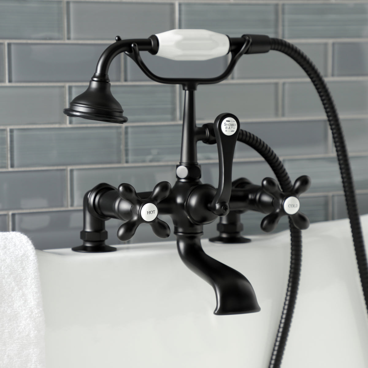 Aqua Vintage 7-Inch Tub Faucet with Hand Shower