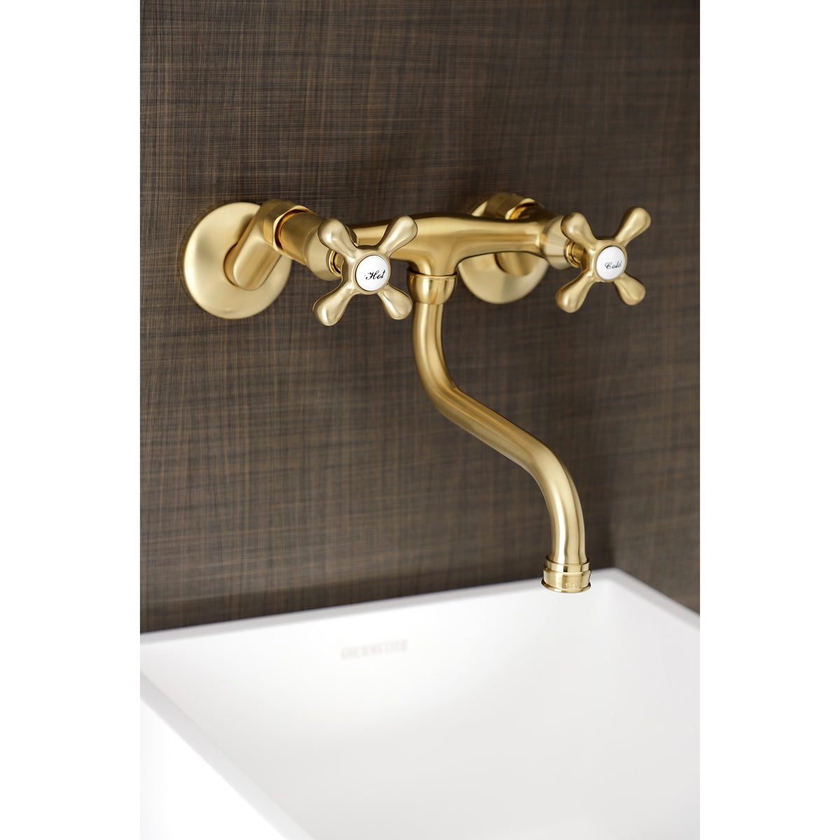Kingston Brass KS216PN Kingston Two Handle Wall Mount Bathroom Faucet