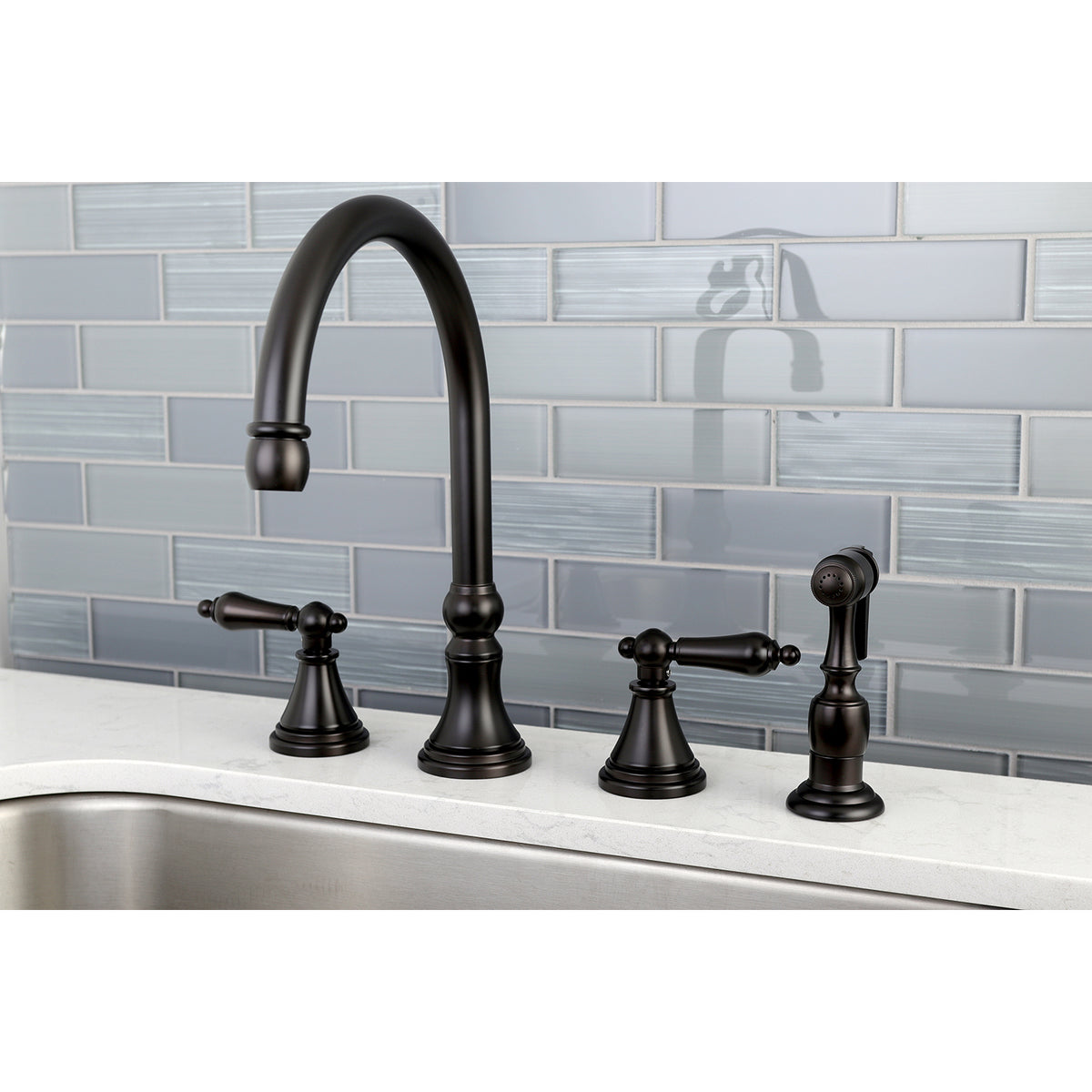 Kingston Brass KS2798ALBS Widespread Kitchen Faucet