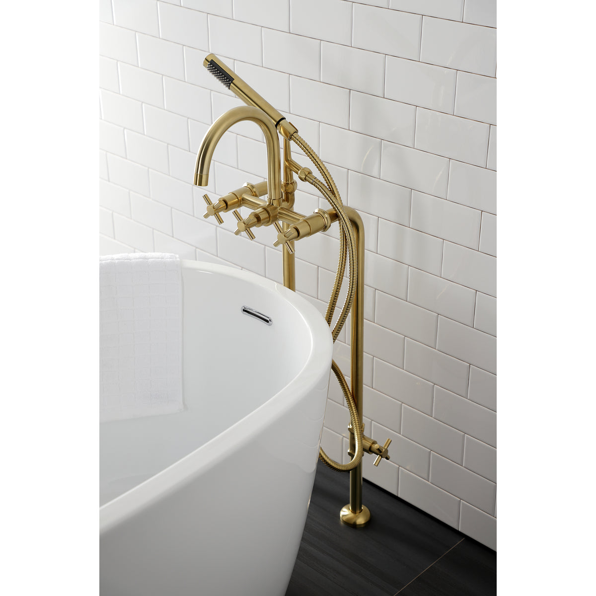 Aqua Vintage Concord Freestanding Tub Faucet with Supply Line, Stop Valve