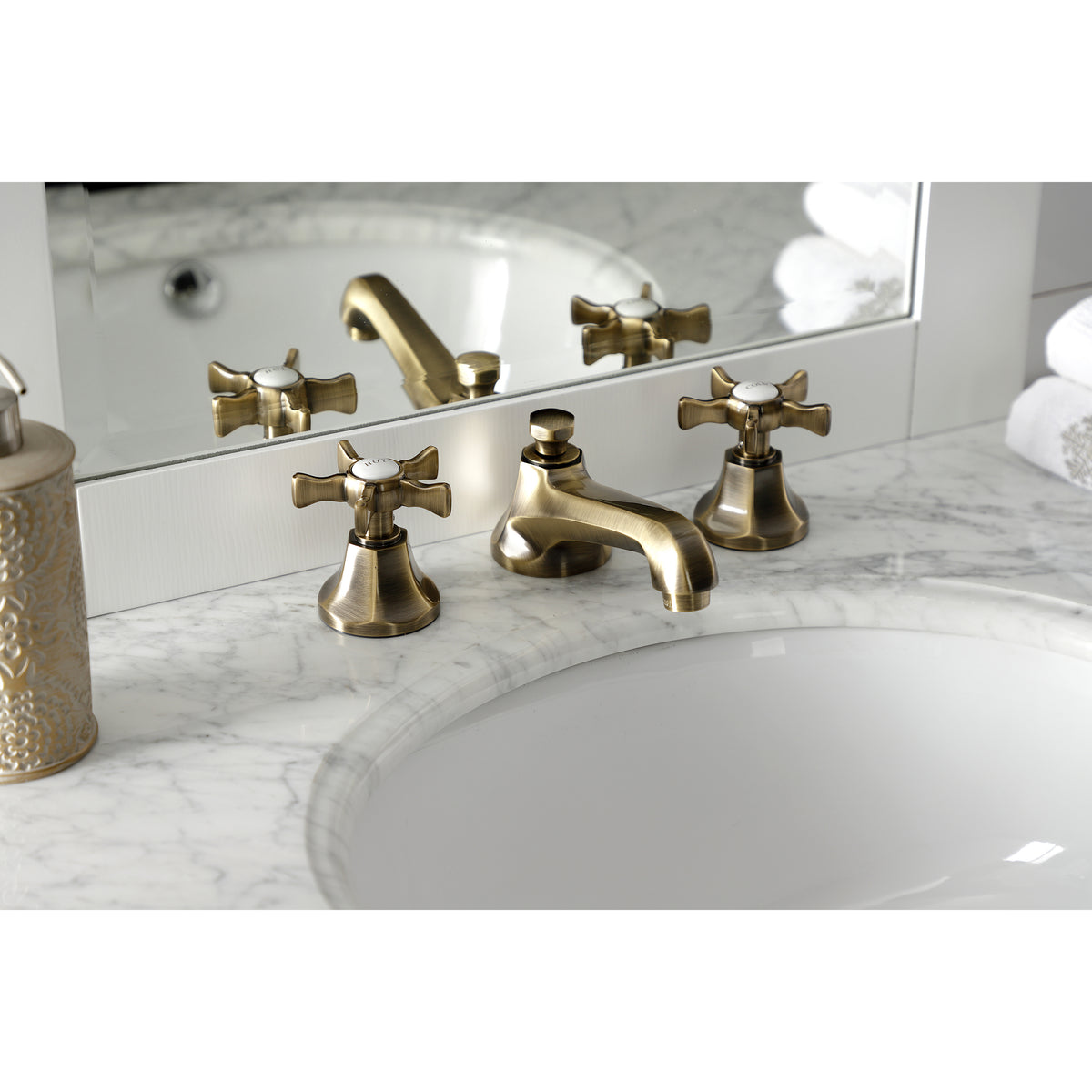 Kingston Brass KS4468NX Hamilton Widespread Bathroom Faucet with Brass Pop-Up