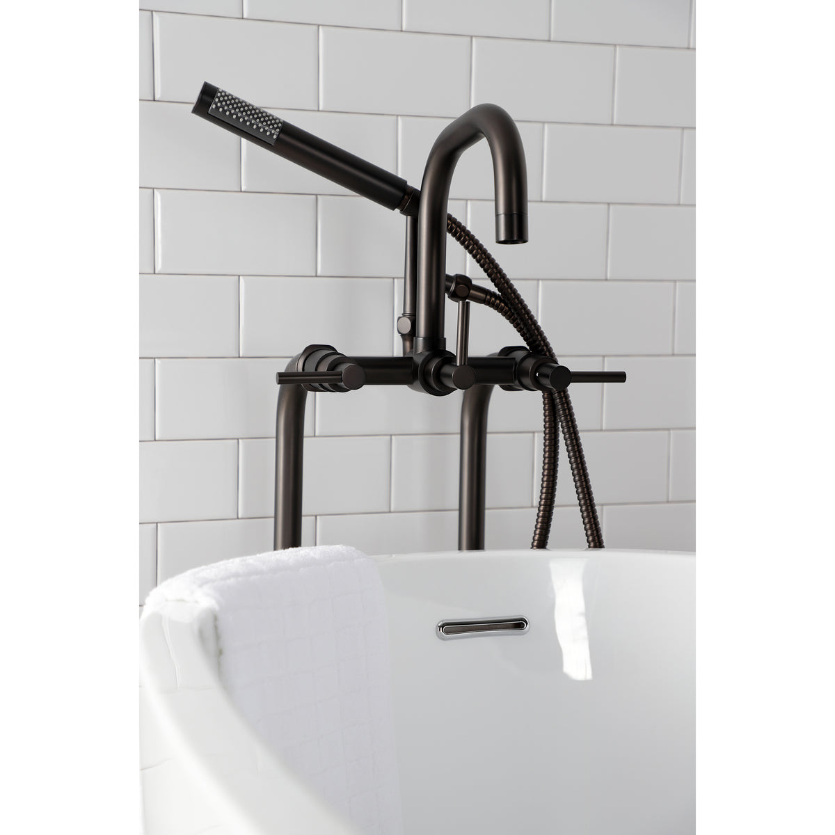 Aqua VintageL Concord Freestanding Tub Faucet with Supply Line, Stop Valve