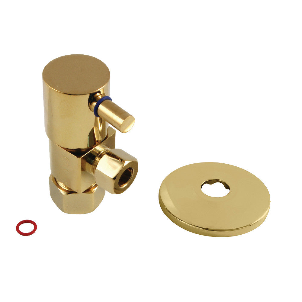 Kingston Brass 5/8&quot;O.D x 3/8&quot; O.D Anti-Seize Deluxe Quarter Turn Ceramic Hardisc Cartridge Angle Stop with Flange