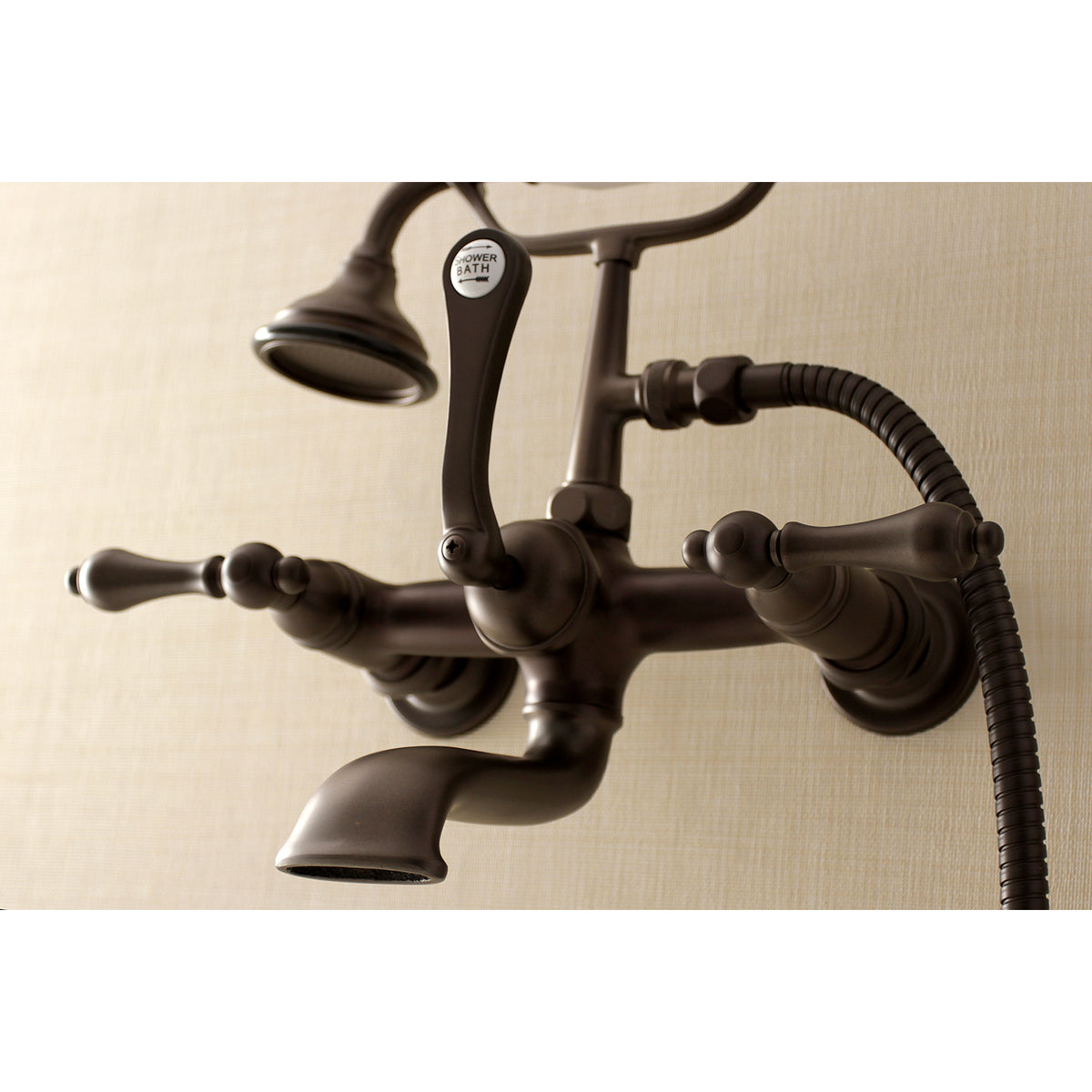 Aqua Vintage 7-Inch Wall Mount Tub Faucet with Hand Shower