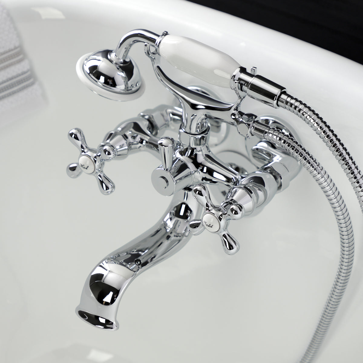 Kingston Wall Mount Clawfoot Tub Faucet with Hand Shower