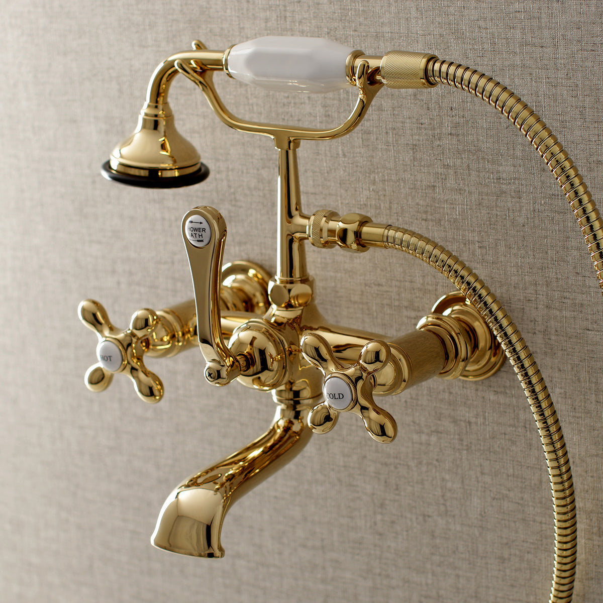 Aqua Vintage 7-Inch Wall Mount Tub Faucet with Hand Shower