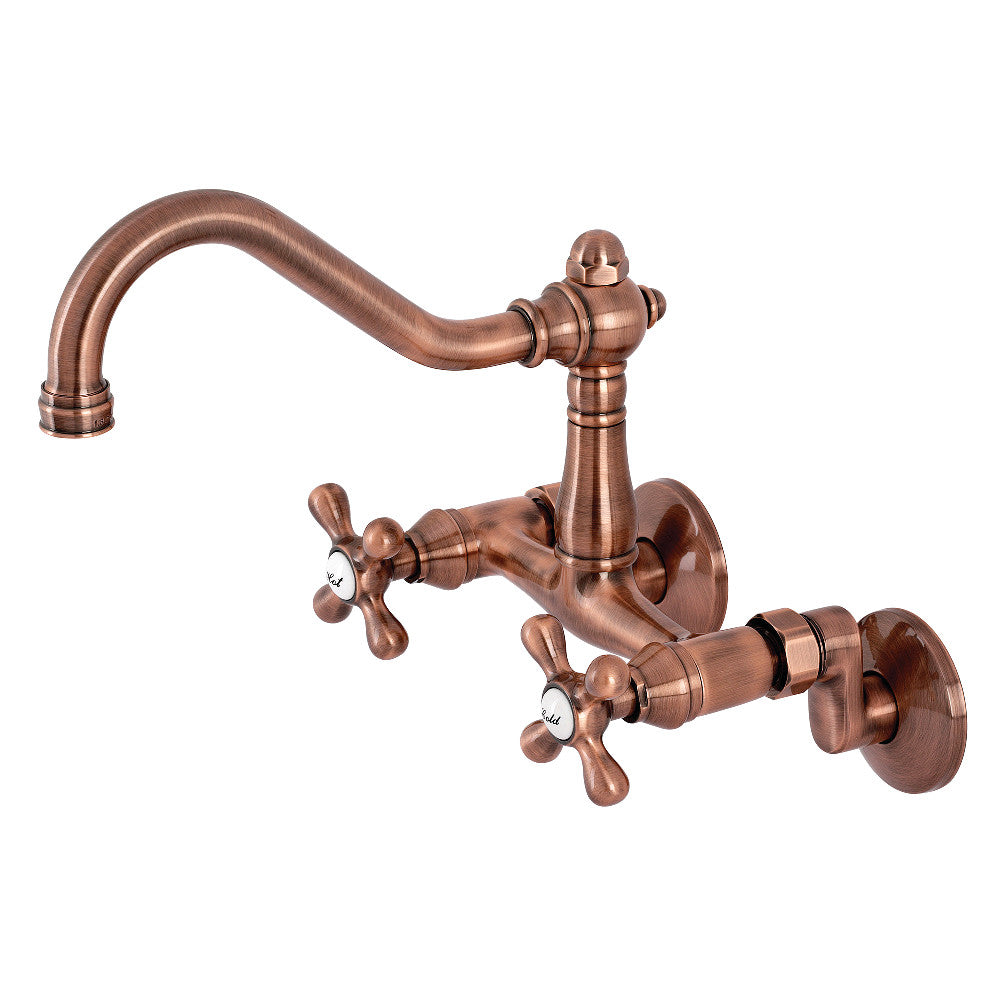 Kingston Brass KS3228AX Vintage 6&quot; Adjustable Center Wall Mount Kitchen Faucet