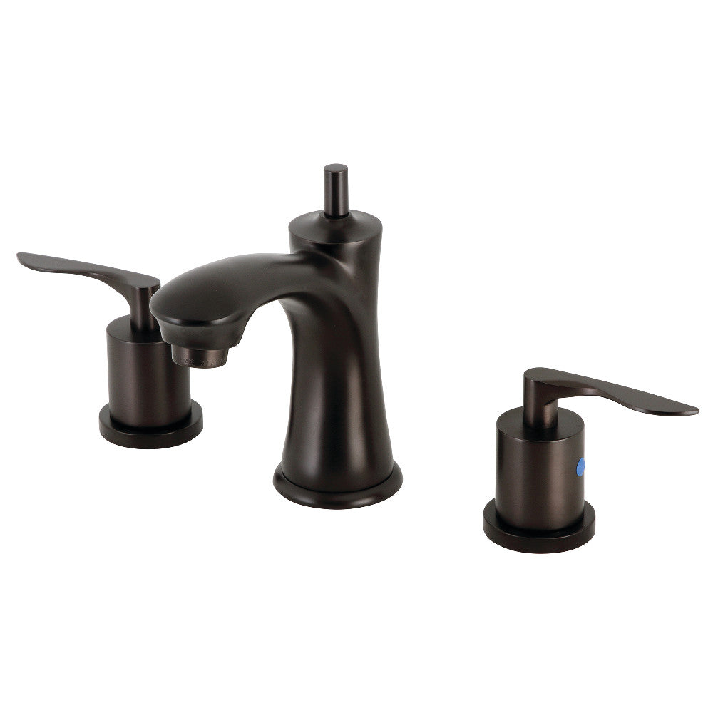 Kingston Brass KB7961SVL Two-Handle 3-Hole Deck Mount Widespread Bathroom Faucet with Pop-Up Drain