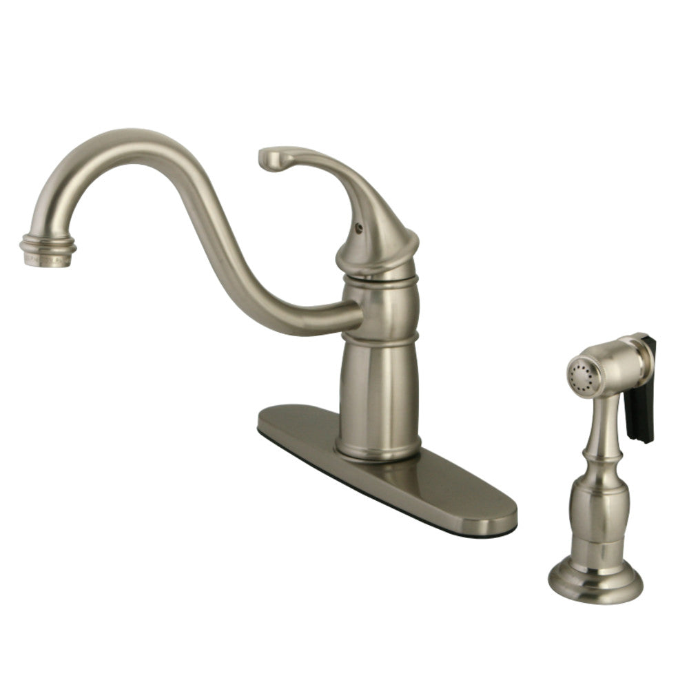 Kingston Brass KB1575GLBS Georgian 8&quot; Centerset Kitchen Faucet with Brass Sprayer